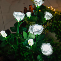 Lampes solaires LED d'extérieur en forme de rose, blanc chaud, acier inoxydable, étanches IP44 pour cour, pelouse et aménagement paysager