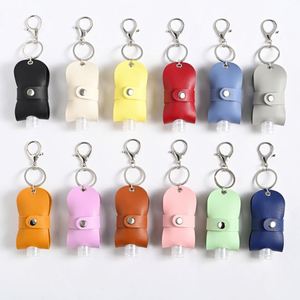 Étui de voyage en cuir PU pour flacon vide, porte-désinfectant avec porte-clés, conteneur rechargeable pour produits de toilette, lotion, liquide - Product Image 2