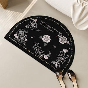 Tapis de bain ovale en terre de diatomée, absorbant, antidérapant, style américain, imprimé plantes et fleurs - Product Image 3