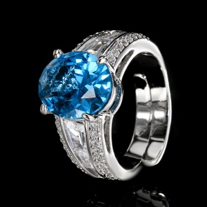 Fashion Jewelry Eco-friendly Copper Oval Cut 10*12MM Red Cubic Zirconia Chunky Statement Open <b>Adjustable</b> <b>Rings</b> for Women - Product Image 3