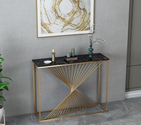 Table console moderne de luxe noire en acier inoxydable Mobilier de salon et de chambre à coucher avec base de table élégante pour usage domestique