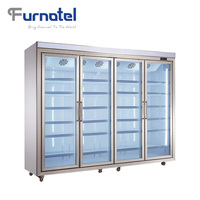 Équipement de supermarché, réfrigérateur Vertical à quatre portes en verre, congélateur Vertical