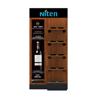 Étagères de présentation en métal et en bois personnalisées pour le vin rouge, le whisky, les bouteilles de verre, les magasins de détail, présentoir à vin en fer