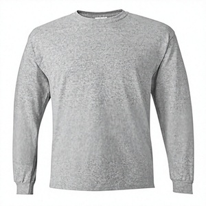 T-shirt décontracté pour homme en maille polyester/coton, bleu gris, à manches courtes, col rond, coupe classique, imprimé uni, anti-boulochage - Product Image 1