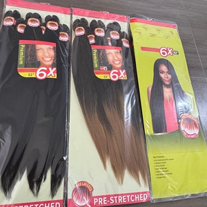 Cheveux synthétiques africains en fibre, 52 pouces, 420g, texture Yaki 6X, pré-étirés pour tresses, fixation à l'eau chaude, toucher léger et doux – Vente chaude - Product Image 4