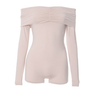 Viviblook D24RP323 nuevo otoño sin tirantes plisado manga larga ajustado de cintura alta mameluco de una pieza o mujer - Product Image 4