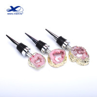 Bouchons de vin en cristal de pierres précieuses naturelles plaquées or/argent de luxe Bouchon de bouteille de vin en pierre avec boîte de vente au détail