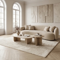Table basse en marbre crème français créative pour salon, style petite maison, en pierre naturelle de grotte