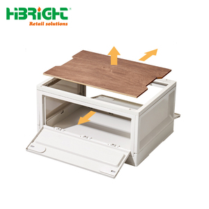 Heavy Duty Collapsible Storage <b>Crate</b> with Wooden Lid Portable Plastic Folding Box with Side Door for Outdoor Camping and Home Or - Product Image 4