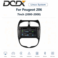 Autoradio pour Peugeot 206 (2000-2008) avec écran 7 pouces, système Linux, Android Auto et CarPlay sans fil, unité principale DSP BT