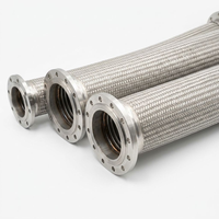 Ensemble de tuyau métallique flexible tressé avec extrémités à bride pour la connexion de conduites industrielles.