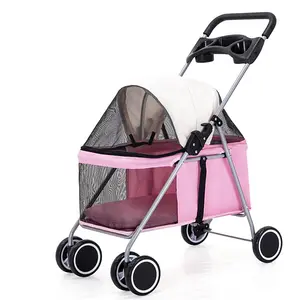 Luxe Opvouwbare Huisdier Wandelwagen Voor Hond/Outdoor Hond Kinderwagens Huisdier Trolley Voor Verkoop/Huisdier Wandelwagen Carrier Reizen Met grote Wielen