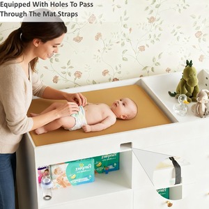 <span class=keywords><strong>Table</strong></span> <span class=keywords><strong>à</strong></span> <span class=keywords><strong>langer</strong></span> moderne blanche pour bébé avec grand plateau, étagères latérales et armoire <span class=keywords><strong>à</strong></span> ouverture par pression - Product Image 3