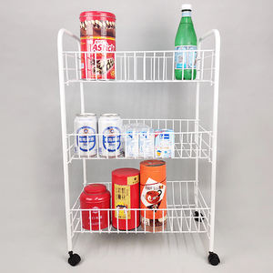 Chariot de cuisine ménagère en métal blanc, panier à roulettes, organisateur, chariot de cuisine - Product Image 2