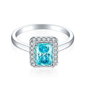 Bague fine étoile du soleil Bagues en argent sterling 925 plaqué rhodium Série <span class=keywords><strong>flamme</strong></span> Bagues de mariage carrées en pierre de zircon - Product Image 5