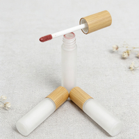 Tube de gloss à lèvres en bambou givré personnalisé, contenant cosmétique en bois pour huile à lèvres et rouge à lèvres liquide