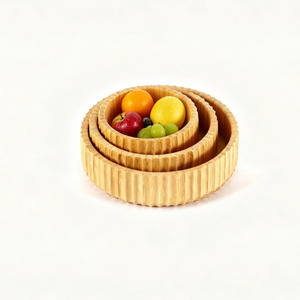 Juego de Platos para Frutas de Bambú, 3 Piezas, Bandeja de Servir con Patrón de Madera Natural, Uso Residencial - Product Image 3