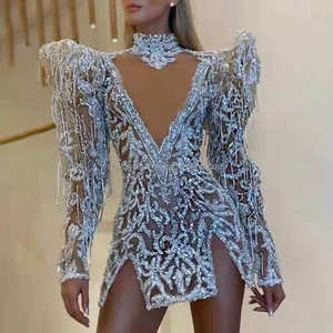 Novance – robe de soirée de luxe pour femmes, vêtements de styliste imprimés, Sexy, Mini, transparente, arabe, pierres de diamant brillantes, couronnes de concours - Product Image 2