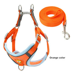 Yansıtıcı naylon evcil hayvan yeleği kolay kontrol eğitim kolu ayarlanabilir no-çekme köpek koşum küçük XL boyutları için sevimli düz kurşun yürüyüş - Product Image 3