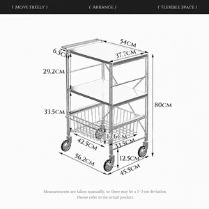 Carrito de Almacenamiento de Cocina de Acero Inoxidable de 3 Niveles, Carro Utilitario Rodante con Ruedas, Estante Desmontable para el Hogar, Estantes de Piso de Gran Capacidad - Product Image 5