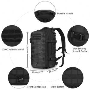 Mochila Táctica de Senderismo con Patrón de Camuflaje Oxford 900D, 45L, Bolsa MOLLE, Moderna, Negra, de Poliéster - Product Image 3