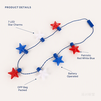 Collier lumineux LED étoile du 4 juillet en gros, 7 LED, pour la fête de l'Indépendance, cadeau de fête patriotique USA