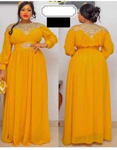 Robes pour femmes Robe en mousseline de soie Manches longues Kaftan <span class=keywords><strong>Boubou</strong></span> avec ceinture - Product Image 4
