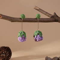 Pendientes Largos de Rafia Tejida a Mano con Colgante de Rosa Tridimensional, Estilo Veraniego Fresco para Vacaciones en la Playa, para Mujer