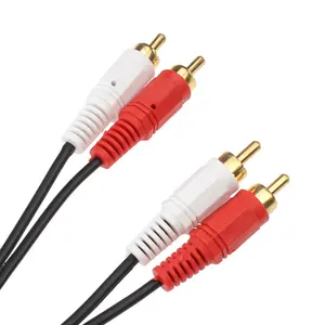 1.5m double RCA mâle à 2 RCA mâle câble audio stéréo fil de cordon AV pour DVD TV CD amplificateur de son