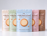 Sachet d'emballage personnalisé imprimé pour biscuits et snacks, refermable avec fermeture éclair, en PET, VMPET, PE, avec encoche de déchirement