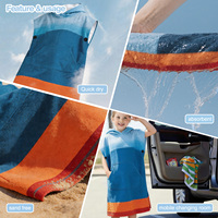 Serviette à capuche de surf antimicrobienne en microfibre recyclée certifiée GRS, séchage rapide, pliable, sans sable, compacte, moderne, pour le voyage