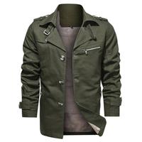 Nouvelle veste d'affaires pour hommes automne col rabattu mi-long coton coupe-vent pardessus hommes vestes décontractées