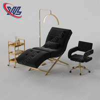 Lit de beauté Xinman, nouveau modèle S, chaise longue ergonomique, matériau en flanelle, lit pour extensions de cils, tête réglable