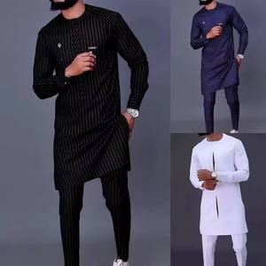 Ensemble Dashiki Traditionnel Africain pour Hommes, Couleur Unie, Tunique Brodée, Pantalon, <span class=keywords><strong>Tenue</strong></span> de Banquet, Mariage, <span class=keywords><strong>Tenue</strong></span> Formelle, Ensemble de Chemises Casual pour Hommes - Product Image 6