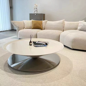 <span class=keywords><strong>Table</strong></span> <span class=keywords><strong>basse</strong></span> en forme de soucoupe volante suspendue en fibre de verre personnalisée, style français, <span class=keywords><strong>table</strong></span> ronde minimaliste pour salon - Product Image 1