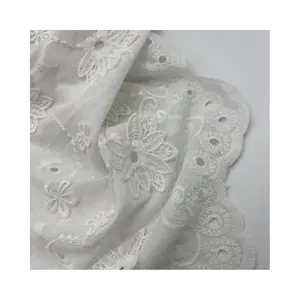 tecido branco 100C com desenho de malha tridimensional especial para bordado de roupas até forro