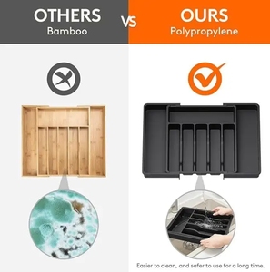 Hot Selling Expandable Utensil Tray for Kitchen Adjustable <b>Plastic</b> Storage for Spoons Forks Knives - Product Image 4