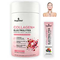Poudre de collagène + électrolytes AegleWell, saveur fruits rouges mélangés, complément de collagène pour la peau, les cheveux, les ongles et l'hydratation