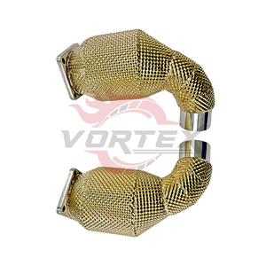 ท่อลงสแตนเลส 304 ขัดเงาสีทอง Vortex พร้อมแผ่นกันความร้อนสำหรับ Porsche 911 997.2 Turbo S ชุดอุปกรณ์ป้องกันความร้อน - Product Image 5