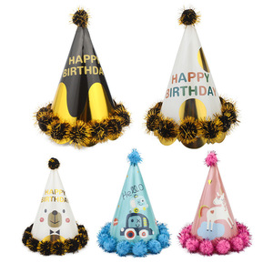 Cartoon Unicorn Pom Pom Birthday Hat For Children Party Decoration - Product Image 5