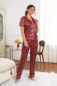 Pijama de satén de lujo para mujer, conjunto de dos piezas, de verano