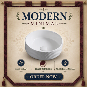 Lavabo da Bagno in Ceramica Bianca Pura Gunies Modello 1532, Design Moderno, Montaggio Rubinetto a Foro Singolo, Finitura Lucida - Product Image 5