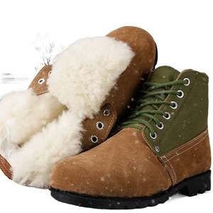 รองเท้าบูทหิมะผู้ชายสำหรับฤดูหนาว สีน้ำตาลหนังกลับ ส้นกลาง ผูกเชือกด้านหน้า สีพื้น รองเท้าทำงาน - Product Image 5