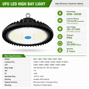Lumière LED COB UFO Réglable REITA pour Entrepôt 120/200W 16000-32000 <span class=keywords><strong>Lumens</strong></span> 3500K-5000K 85-265V IP67 10-120° - Product Image 4