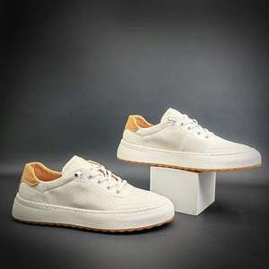 Nuevas Zapatillas de Verano para Hombre de Cuero Vacuno Genuino, Transpirables, Estilo Casual, Blancas, con Cordones, Malla, Inspiración Japonesa - Product Image 3