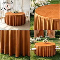 Nappe en velours hollandais ANNIELU, couleur unie, longueur au sol, pour table ronde, idéale pour mariage, banquet, fête, événements, décoration