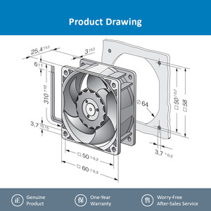 Ventilador de Refrigeración ebm-papst 624HH de 60 mm y 24 V CC para Equipos Industriales, Ventilador de Alta Velocidad - Product Image 4