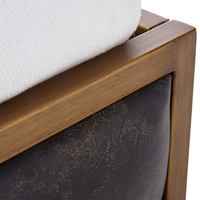 Factory Direct Modernes Luxus-Schlafzimmer Twin Size Bett garnituren Massiver Eichenholz Hoch gepolsterter Bett rahmen mit schwarzem Leder