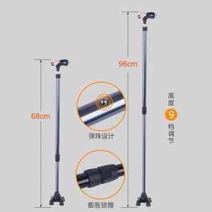 Aluminum Alloy Illuminated Cane Lightweight Multifunctional Walking Aid For Elderly And Disabled With Led Light And <b>Rubber</b> Tip - Product Image 2