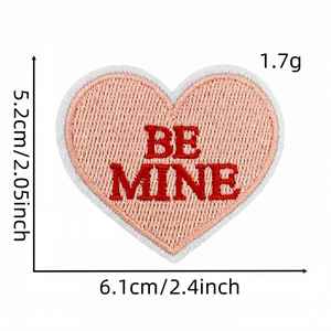 Stock 5.2*6.1cm Iron on Embroidered Heart With Words Valentine Patch for <b>Hat</b> <b>Bag</b> Decoration - Product Image 2